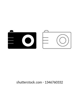 Camera Icon in trendy line and glyph style isolated on white background. Camera symbol for your web site design, logo, app, user interface. Vector illustration, eps 10.