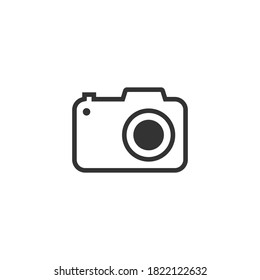 Camera icon in trendy line style isolated on white background. 
