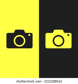 camera icon in two colors dark gray and yellow