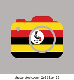 Camera Icon with Uganda Flag – Photography and Media Illustration