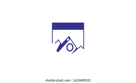 Camera icon, UI. Photo storage or photo library emblem. Photo gallery icons. Rounded square symbol with shadow on a white background. Web button. Linear option