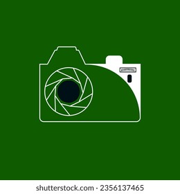 Camera Icon Vector Art, Icons, and Graphics Photo camera icon. Vector illustration isolated on Green Background 