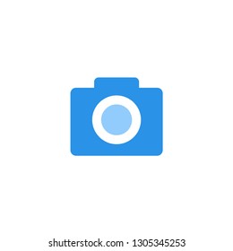 camera icon vector blue monochrome color