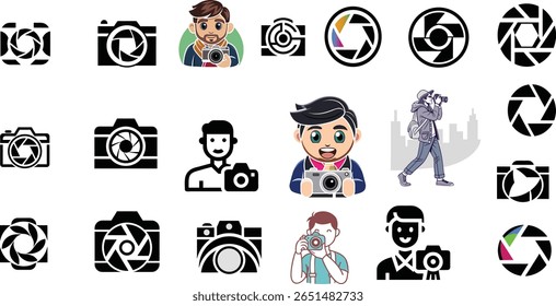 Camera Icon vector Button Set
