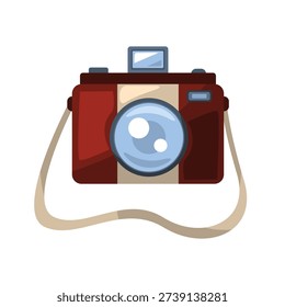 Camera icon vector, camera clip art, clip art camera, vintage retro photo camera with neck strap vector illustration