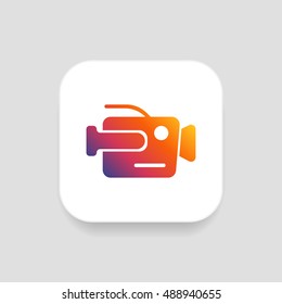 Camera icon vector, clip art. Also useful as logo, square app icon, web element, symbol, graphic image, silhouette and illustration. Compatible with ai, cdr, jpg, png, svg, pdf, ico and eps.
