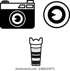 Camera icon vector design template and illustration with edit table stroke