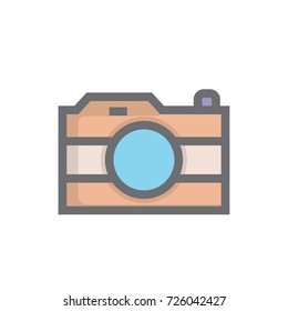 Camera icon vector. Camera filled outline style design