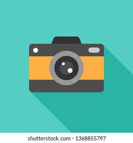 Camera icon vector flat design with long shadow