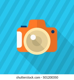 Camera icon , Vector flat long shadow design.