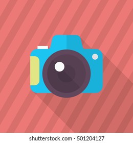 Camera icon , Vector flat long shadow design.