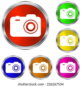 camera icon - vector glossy colourful buttons