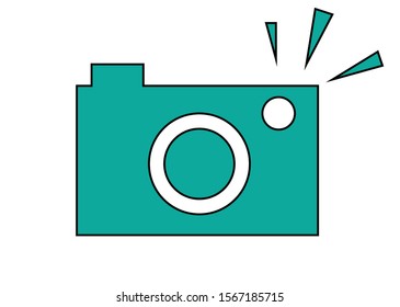 Camera icon vector. Green color.