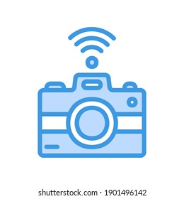 Camera icon vector illustration in blue style about internet of things for any projects, use for website mobile app presentation