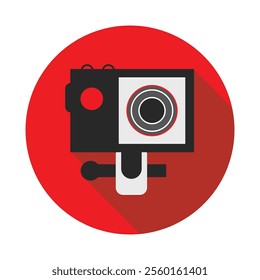 Camera icon. Vector illustration. Flat design style with long shadow.