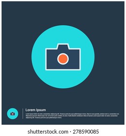 camera icon, vector illustration. Flat color design style