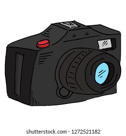 Camera icon. Vector illustration of a camera. Hand drawn camera.