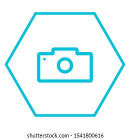 Camera icon vector illustration. Isolated pohotocamera symbol. Photo camera line concept. Photo gadget graphic design. Camera pictogram on grey background.