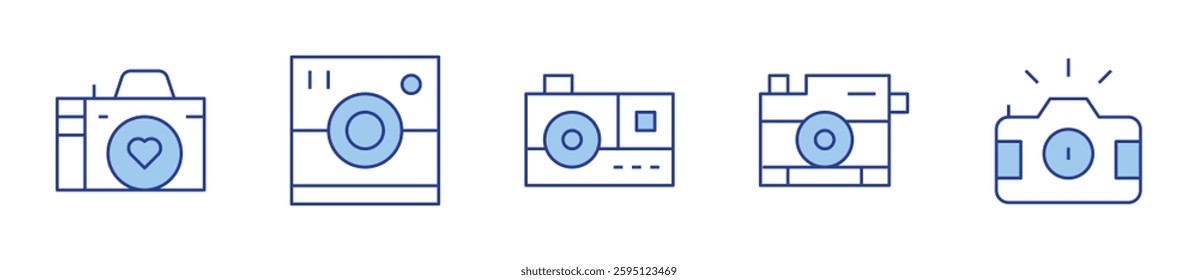 Camera Icon vector illustration. Line Duotone style. Editable stroke.