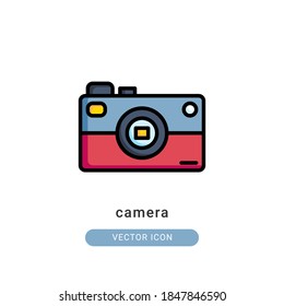 camera icon vector illustration. camera icon lineal color design.