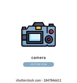 ilustración vectorial de icono de cámara. diseño de color lineal con icono de cámara.