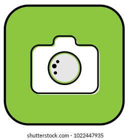 Camera icon vector illustration on green background