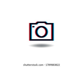 Camera Icon Vector illustration. Perfect Digital Camera symbol. Photography sign, emblem isolated on white with shadow, Flat style for graphic and web design, app, logo. EPS10 black pictogram.