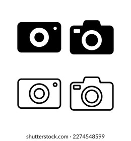 Ilustración vectorial de icono de cámara. símbolo y signo de la cámara fotográfica. icono de la fotografía.