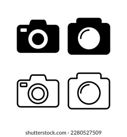 Ilustración vectorial de icono de cámara. símbolo y signo de la cámara fotográfica. icono de la fotografía.