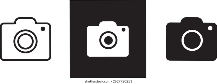 Ilustración vectorial del icono de la cámara. muestra de la cámara fotográfica, icono del Vector de la cámara de Instagram. fondo blanco del icono aislado,
