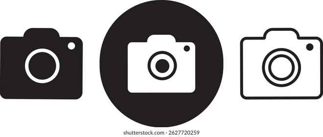 Ilustración vectorial del icono de la cámara. muestra de la cámara fotográfica, icono del Vector de la cámara de Instagram. fondo blanco del icono aislado,
