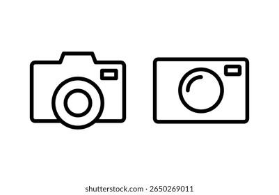 Icono de la cámara. Ilustración vectorial y símbolo de la cámara fotográfica. Icono de la Fotografía.
