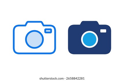 Icono de la cámara. Ilustración vectorial y símbolo de la cámara fotográfica. Icono de la Fotografía.