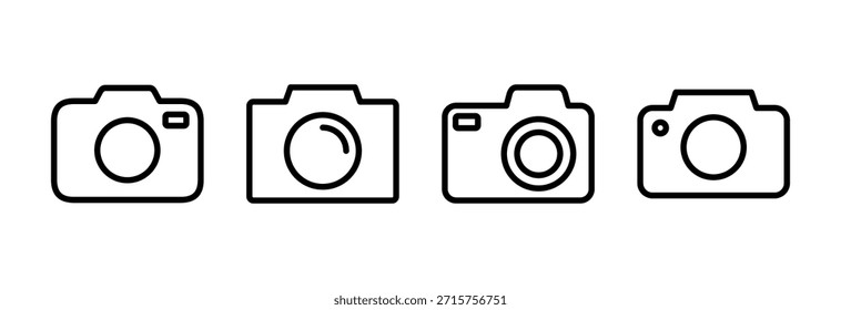 Icono de la cámara. Ilustración vectorial y símbolo de la cámara fotográfica. Icono de la Fotografía.