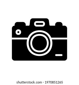 Camera icon vector illustration in solid style about multimedia for any projects, use for website mobile app presentation