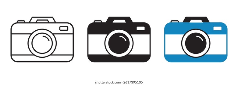 Camera icon vector illustration. Camera symbol line, fill, and color icon for graphic and web design collection