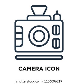 Camera icon vector isolated on white background, Camera transparent sign , thin symbols or lined elements in outline style