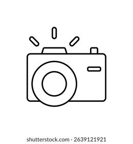 camera icon, vector line isolated on white background. trendy and modern design