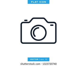 Camera Icon Vector Logo Design Template. Editable Stroke