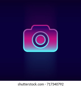 camera icon vector neon glow