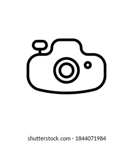 Camera icon vector outline style.