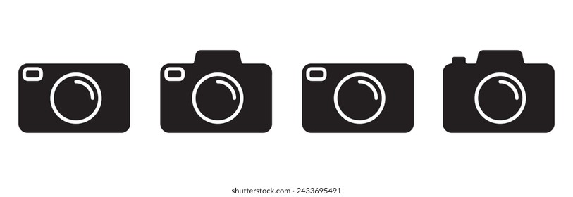 Icono de cámara vector, signo de cámara de fotos ilustración negra..eps