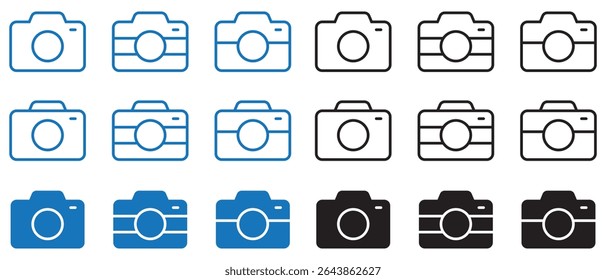 Vektorsymbol der Kamera. Fotokamera Symbol Symbol Vektor. Festkörper- und Liniensymbole der Kamera. Vektorgrafik. eps-Datei.