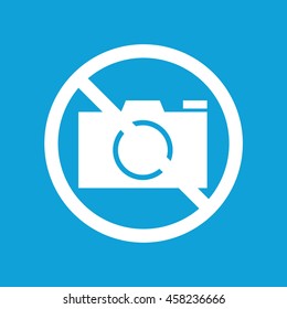 Camera icon vector. Prohibition sign. Blue background