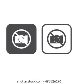 Camera icon vector. Prohibition sign. Gray and white