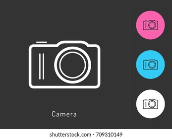 Camera icon vector. Camera symbol for your web site design, logo, app. One of a set of linear electronics icons.