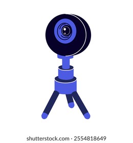 Camera icon, video blogger maker, live streamed, video content creator, vector illustration, isolated on white background. Fashion patch, badge, emblem. For web and mobile graphic design