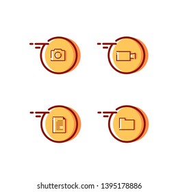 camera icon, video, paper , file and storage