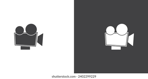 Camera icon. video camera symbol. movie sign vector illustration, Camera movies vector icon. Movie elements. Simple Cinema movie signs. Isolated Cinema movie on black and white background.