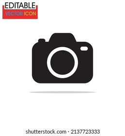 Camera Icon. White background with shadow.